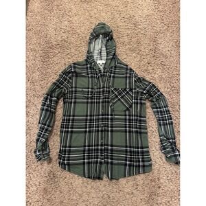 Eden & Olivia Hooded Plaid Shirt Women's Medium